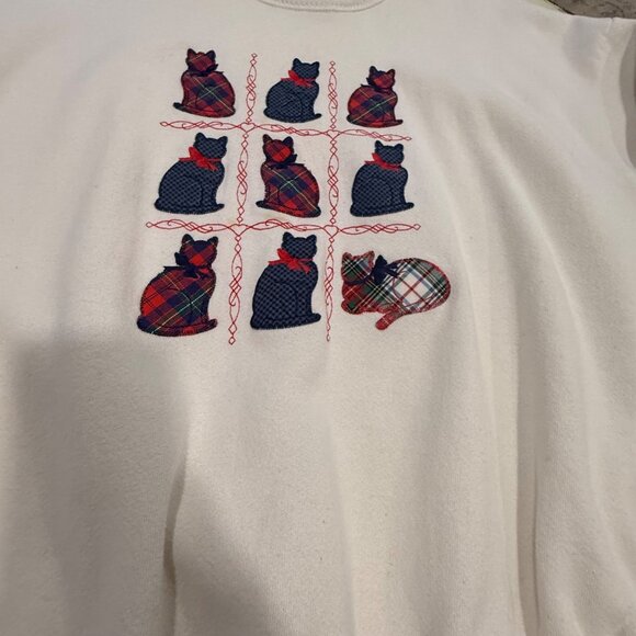 Vintage Gopher Sport Size Women's XL Crewneck Sweatshirt With Plaid Cat Embroide - Picture 3 of 7